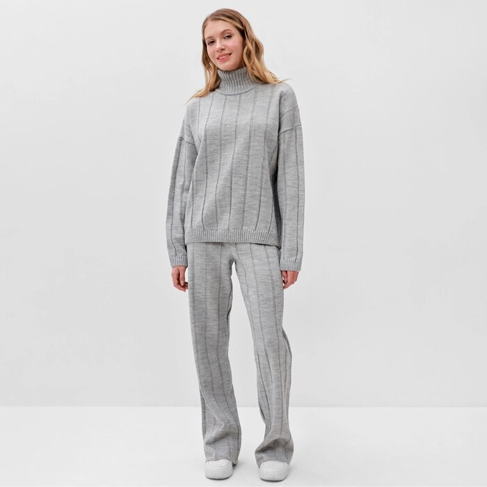 Костюм женский (джемпер+брюки) MINAKU: Knitwear collection цвет светло-серый, р-р 42-44 от компании Интернет-гипермаркет «MALL24» - фото 1