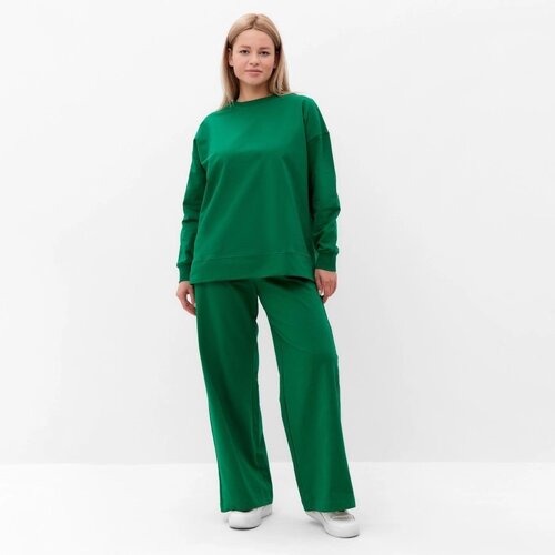 Костюм женский (свитшот/брюки), цвет зелёный, размер 42