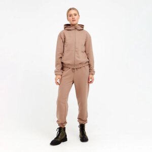 Костюм женский (толстовка, брюки) MINAKU: Casual collection цвет бежевый, размер 46