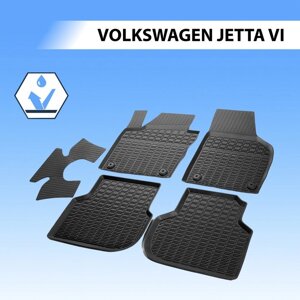Коврики салона литьевые Rival для Volkswagen Jetta VI 2010-2015 2015-н. в., резина, с крепежом, с перемычкой, 5 шт.,