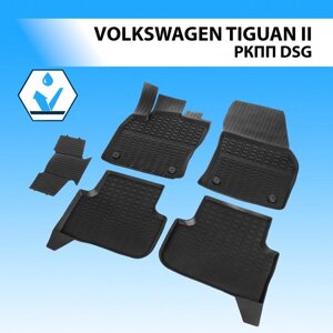 Коврики салона литьевые Rival для Volkswagen Tiguan II 5-дв. 2016-н. в., резина, с крепежом, с перемычкой, 5 шт.,
