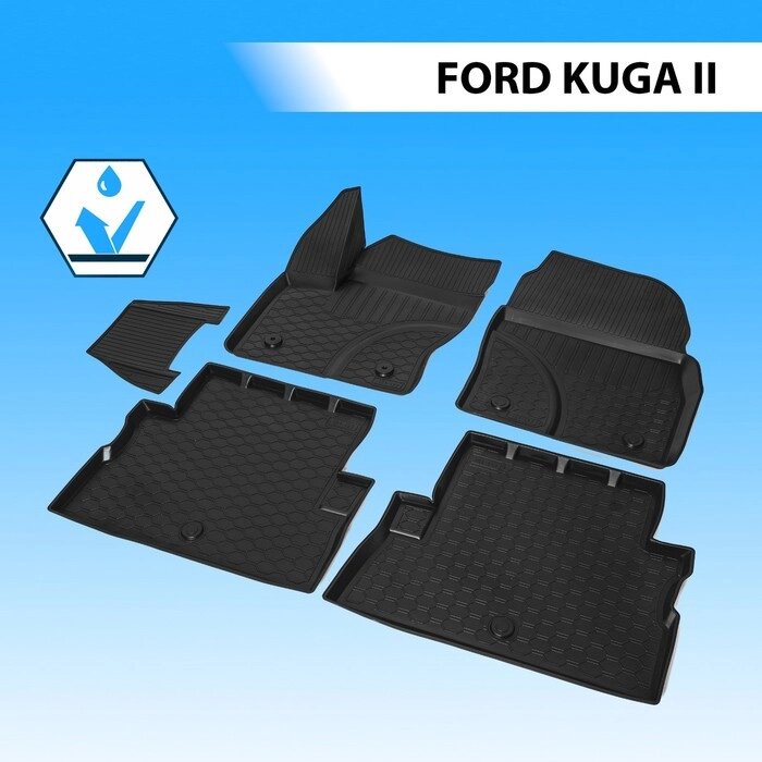 Коврики салона Rival для Ford Kuga II 5-дв. 2012-2017 2017-н. в., полиуретан, с крепежом, с перемычкой, 5 шт., 11804001 от компании Интернет-гипермаркет «MALL24» - фото 1