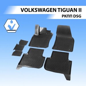 Коврики салона Rival для Volkswagen Tiguan II 5-дв. 2016-н. в., полиуретан, с крепежом, с перемычкой, 5 шт., 15805006