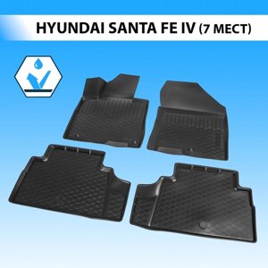 Коврики салона Rival Hyundai Santa Fe IV (7 мест) 2018-2021, полиуретан, 4 шт 12306005
