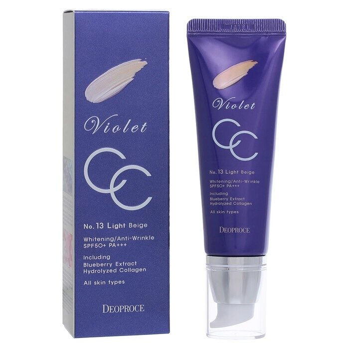 Крем для лица СС 13 тон DEOPROCE VIOLET CC CREAM №13 50 гр от компании Интернет-гипермаркет «MALL24» - фото 1