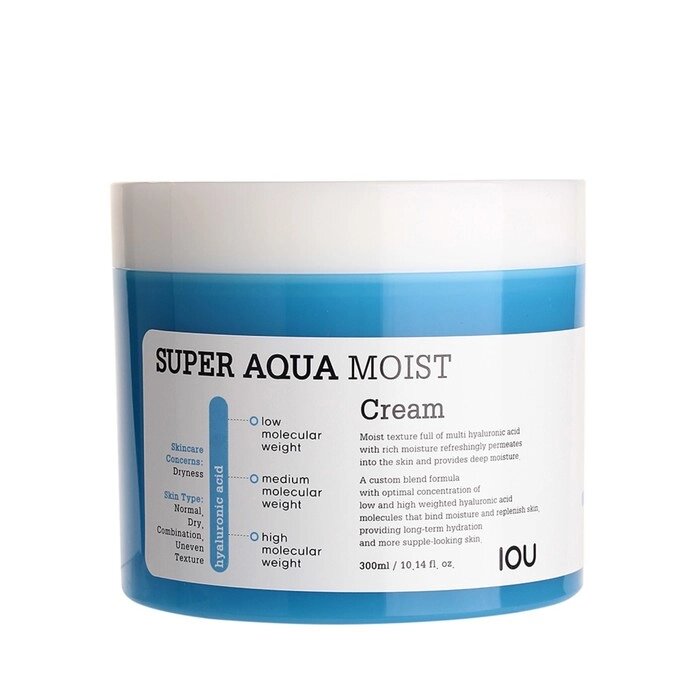 Крем для лица увлажняющий с гиалуроновой кислотой IOU Super Aqua Moist Cream 300 мл от компании Интернет-гипермаркет «MALL24» - фото 1