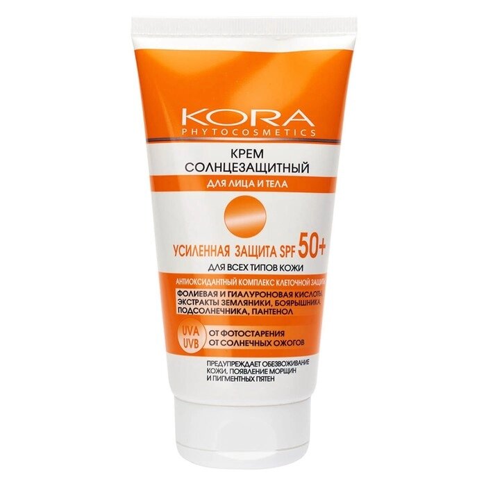 Крем солнцезащитный для лица и тела Kora, усиленная защита SPF 50+ от компании Интернет-гипермаркет «MALL24» - фото 1