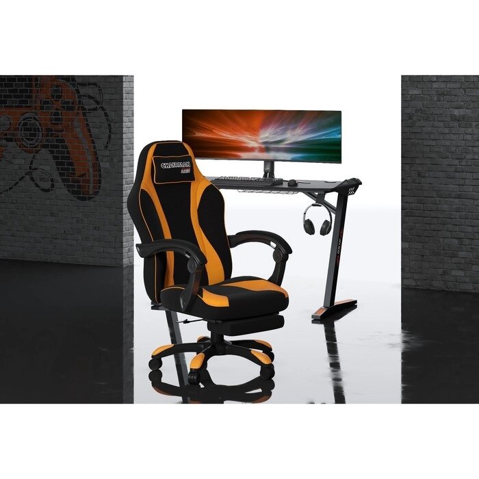 Кресло игровое "Chairman game" 35 ткань, черно-оранжевое от компании Интернет-гипермаркет «MALL24» - фото 1