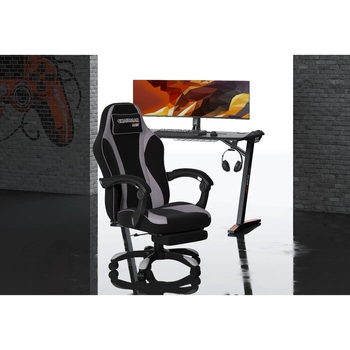 Кресло игровое "Chairman game" 35 ткань, черно-серое от компании Интернет-гипермаркет «MALL24» - фото 1