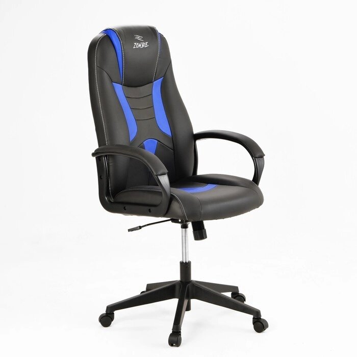 Кресло игровое Zombie 8 черный/синий, эко. кожа, крестовина пластик от компании Интернет-гипермаркет «MALL24» - фото 1