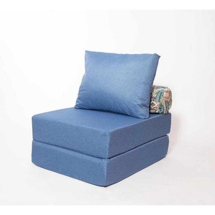 Кресло - кровать бескаркасное "Прайм" с накидкой - матрасиком, размер 75 x 100 x 90 см, цвет деним от компании Интернет-гипермаркет «MALL24» - фото 1