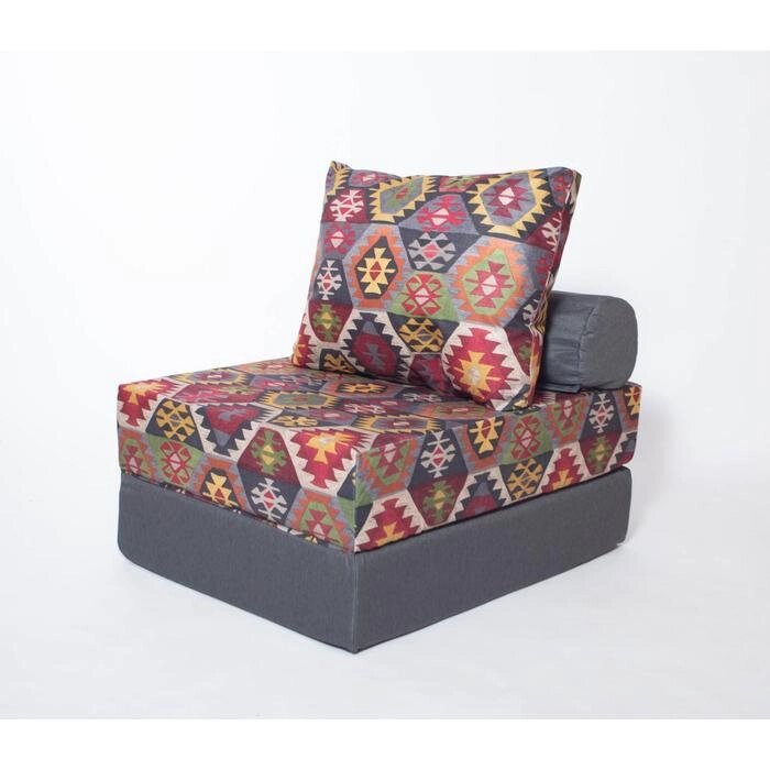 Кресло - кровать бескаркасное "Прайм" с накидкой - матрасиком, размер 75 x 100 x 90 см, принт мехико тёмно - от компании Интернет-гипермаркет «MALL24» - фото 1