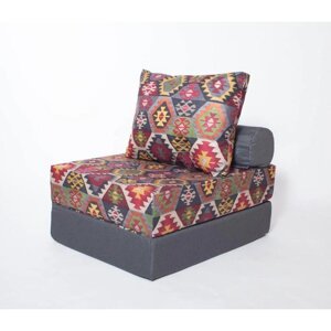 Кресло - кровать бескаркасное "Прайм" с накидкой - матрасиком, размер 75 x 100 x 90 см, принт мехико тёмно -