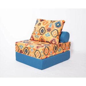 Кресло - кровать бескаркасное "Прайм" с накидкой - матрасиком, размер 75 x 100 x 90 см, принт мехико жёлтый