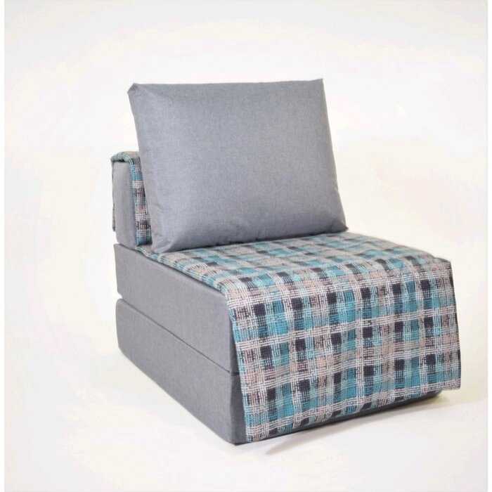 Кресло - кровать "Харви" с накидкой - матрасиком, размер 75 х 100 см, серый, квадро, рогожка, велюр от компании Интернет-гипермаркет «MALL24» - фото 1