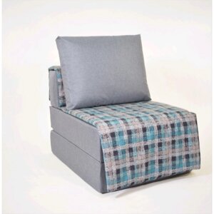 Кресло - кровать "Харви" с накидкой - матрасиком, размер 75 х 100 см, серый, квадро, рогожка, велюр