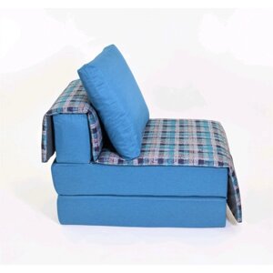 Кресло - кровать "Харви" с накидкой - матрасиком, размер 75 х 100 см, синий, квадро, рогожка, велюр