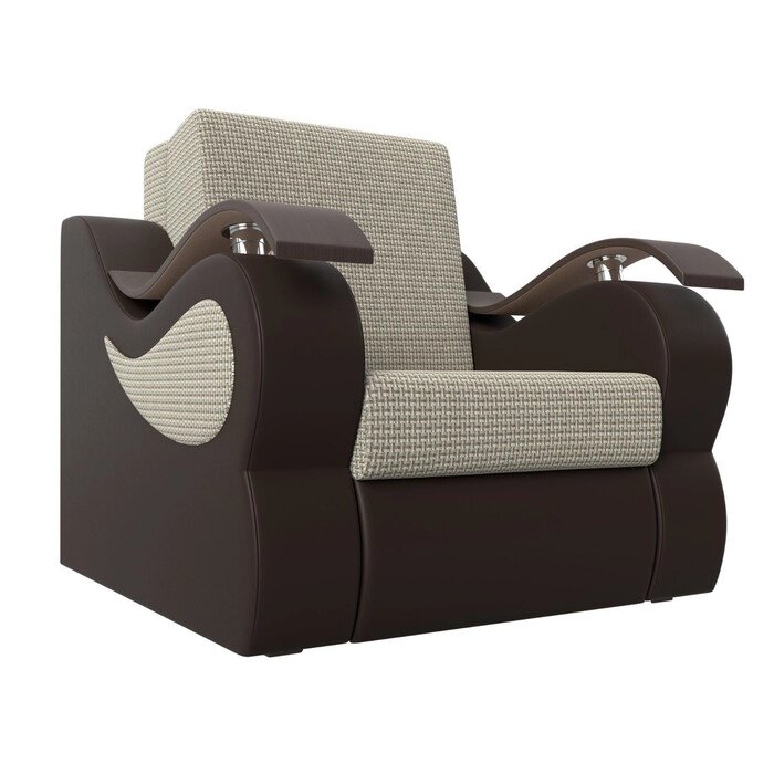 Кресло-кровать "Меркурий", механизм аккордеон, цвет рогожка корфу 02 / коричневая экокожа от компании Интернет-гипермаркет «MALL24» - фото 1