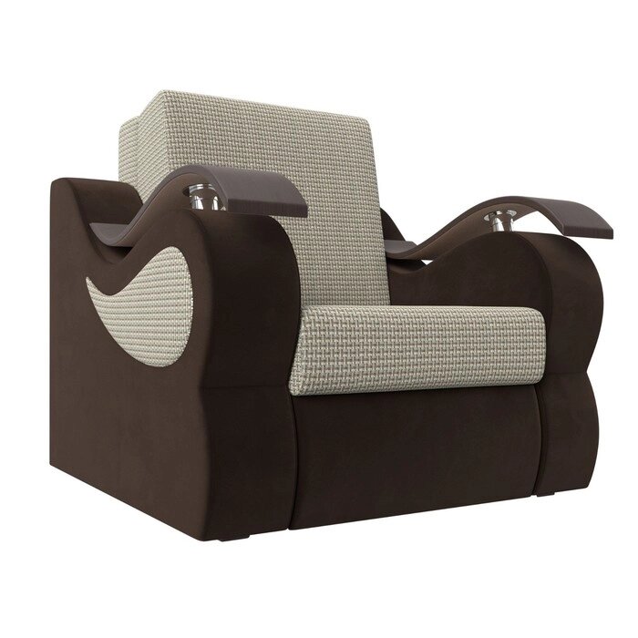 Кресло-кровать "Меркурий", механизм аккордеон, цвет рогожка корфу 02 / коричневый вельвет от компании Интернет-гипермаркет «MALL24» - фото 1