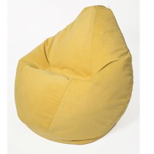 Кресло-мешок "Груша" средняя, диаметр 75 см, высота 120 см, лимонный, велюр