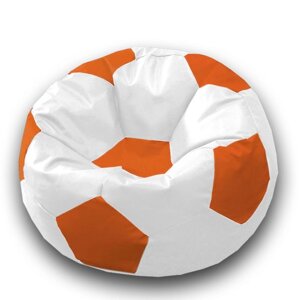 Кресло-мешок "Мяч", размер 100 см, см, искусственная кожа, цвет белый, оранжевый