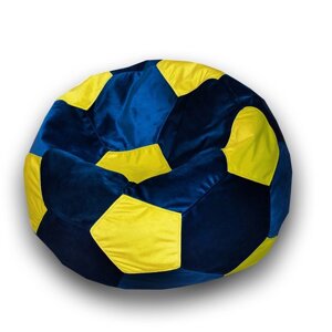 Кресло-мешок "Мяч", размер 100 см, см, велюр, цвет синий, жёлтый