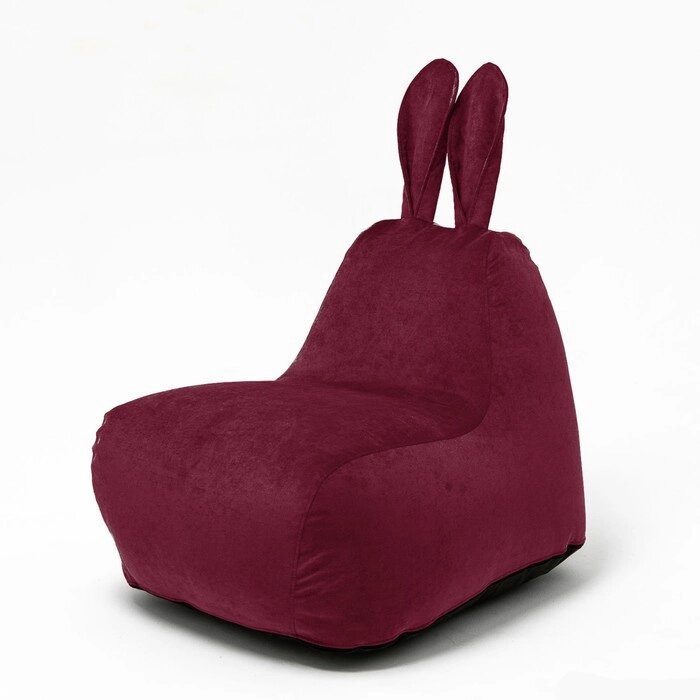 Кресло-мешок "Зайчик", размер 80x90 см велюр, цвет бордовый от компании Интернет-гипермаркет «MALL24» - фото 1