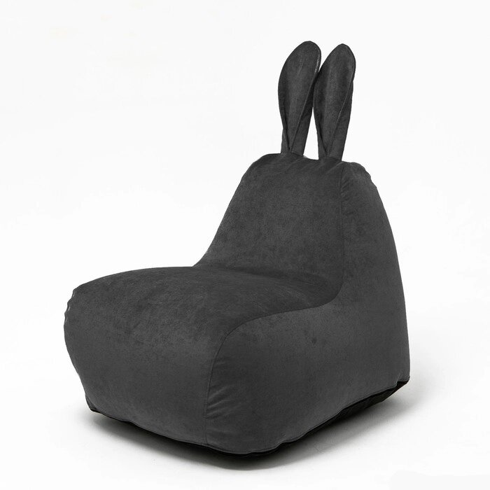 Кресло-мешок "Зайчик", размер 80x90 см велюр, цвет чёрный от компании Интернет-гипермаркет «MALL24» - фото 1