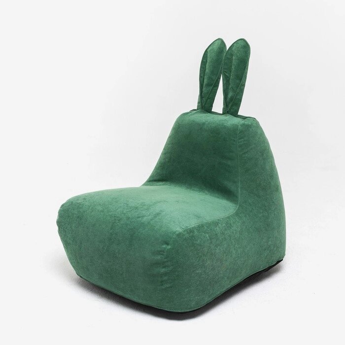 Кресло-мешок "Зайчик", размер 80x90 см велюр, цвет зелёный от компании Интернет-гипермаркет «MALL24» - фото 1