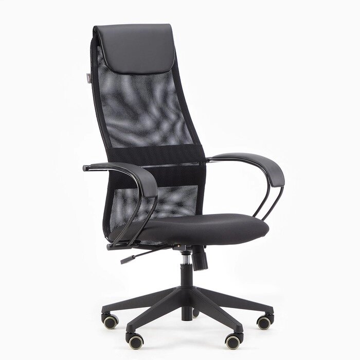 Кресло руководителя Бюрократ CH-607 черный, сетка/ткань, пластик от компании Интернет-гипермаркет «MALL24» - фото 1