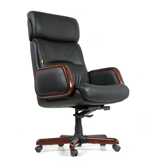 Кресло руководителя Chairman 417 натуральная кожа черная от компании Интернет-гипермаркет «MALL24» - фото 1
