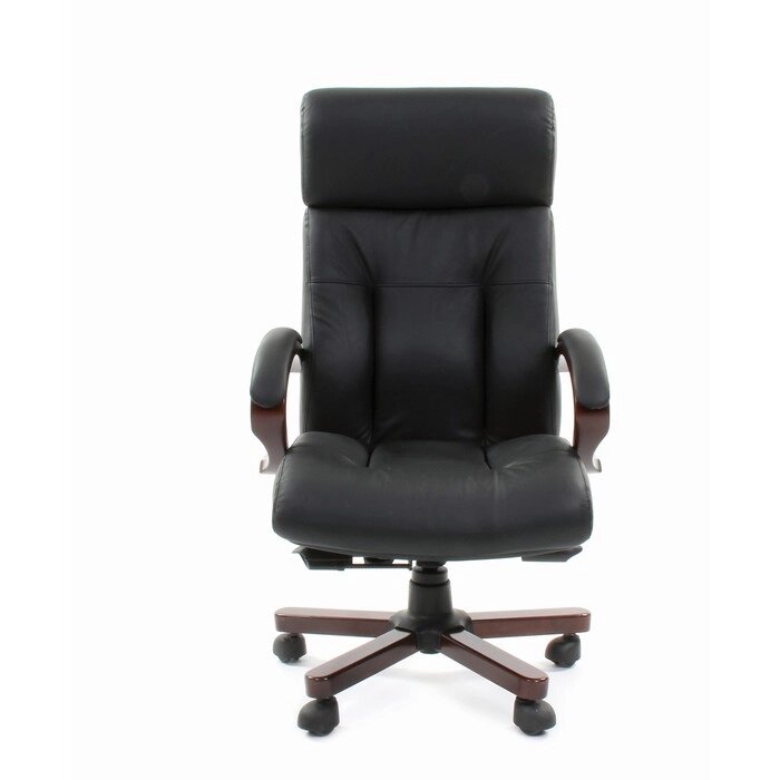Кресло руководителя Chairman 421 натуральная кожа черная от компании Интернет-гипермаркет «MALL24» - фото 1