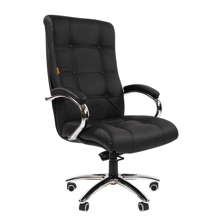 Кресло руководителя Chairman 424 N кожа, черный от компании Интернет-гипермаркет «MALL24» - фото 1