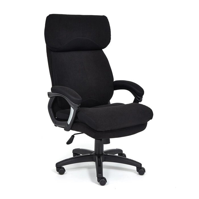 Кресло руководителя DUKE флок/ткань, черный/черный , 35/TW-11 от компании Интернет-гипермаркет «MALL24» - фото 1