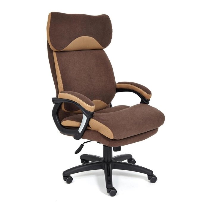 Кресло руководителя DUKE флок/ткань, коричневый/бронза, 6/TW-21 от компании Интернет-гипермаркет «MALL24» - фото 1