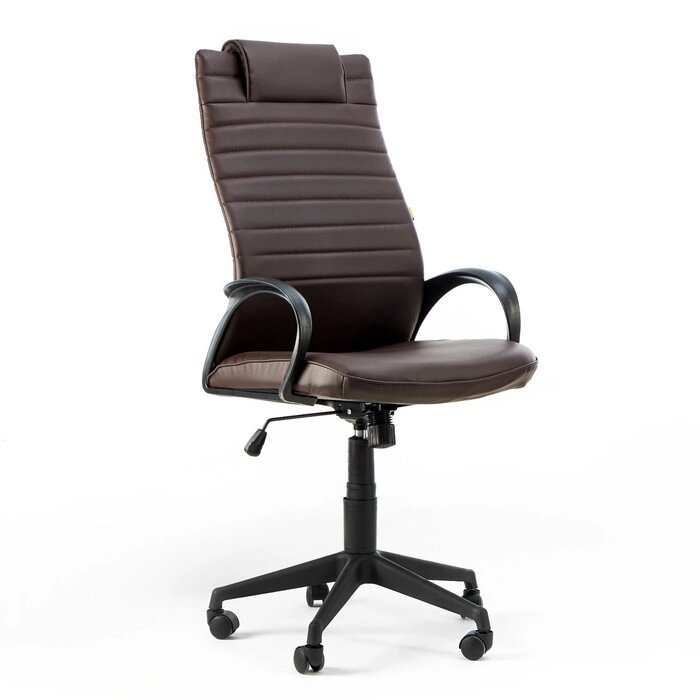 Кресло руководителя "КВЕСТ ультра", экокожа коричневое от компании Интернет-гипермаркет «MALL24» - фото 1