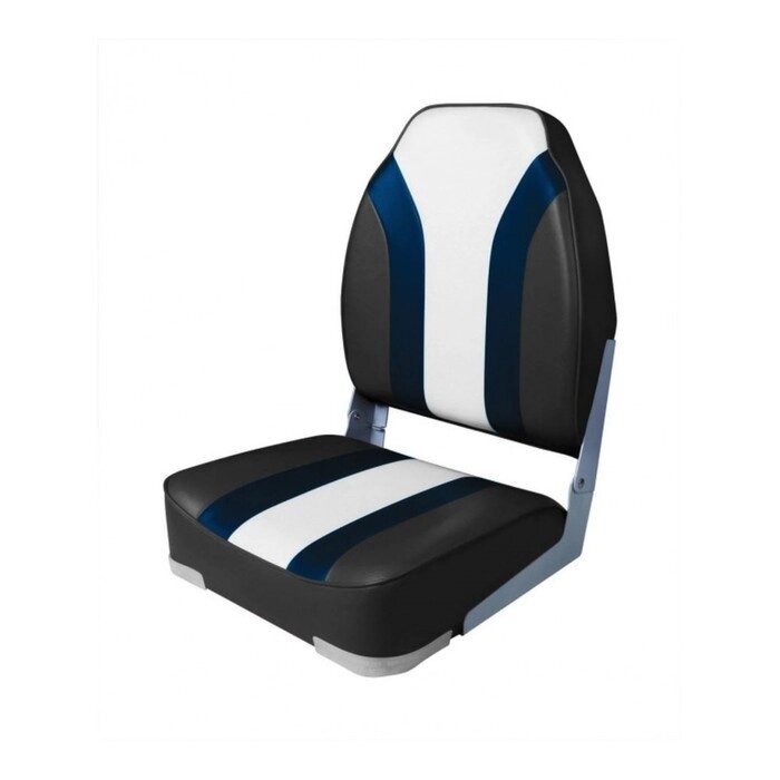 Кресло складное мягкое Skipper SK75107CBW, алюминий, темно-серый/синий/белый от компании Интернет-гипермаркет «MALL24» - фото 1