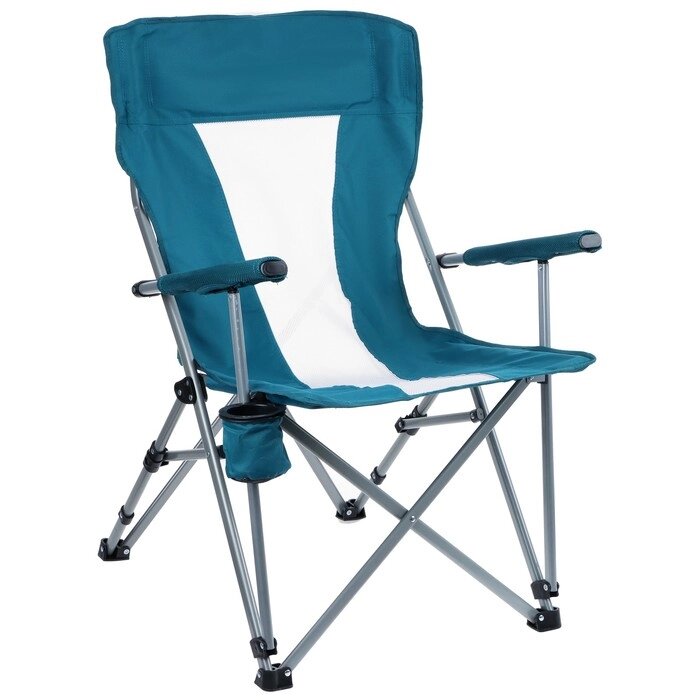 Кресло туристическое с подстаканником, 64 х 42 х 93 см, цвет циан от компании Интернет-гипермаркет «MALL24» - фото 1