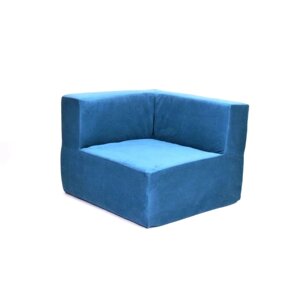 Кресло угловое - модуль "Тетрис", размер 80 х 80 см, синий, велюр