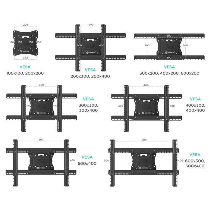 Кронштейн для телевизора Onkron M7L черный 40"-75" макс. 68.2кг настенный поворот и наклон от компании Интернет-гипермаркет «MALL24» - фото 1