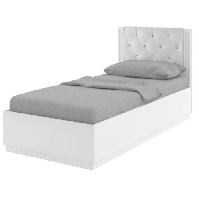 Кровать 0,9 с ПМ Тиффани-38 900х2000 Белый текстурный от компании Интернет-гипермаркет «MALL24» - фото 1