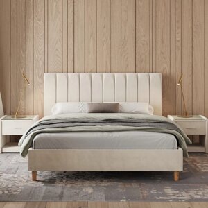 Кровать "Алькасар" с ПМ, 120190 см, ЭКО деревянный каркас, ящик, велюр, цвет велутто 01
