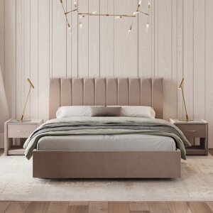 Кровать "Алькасар" с ПМ, 130190 см, ЭКО деревянный каркас, ящик, велюр, цвет велутто 11
