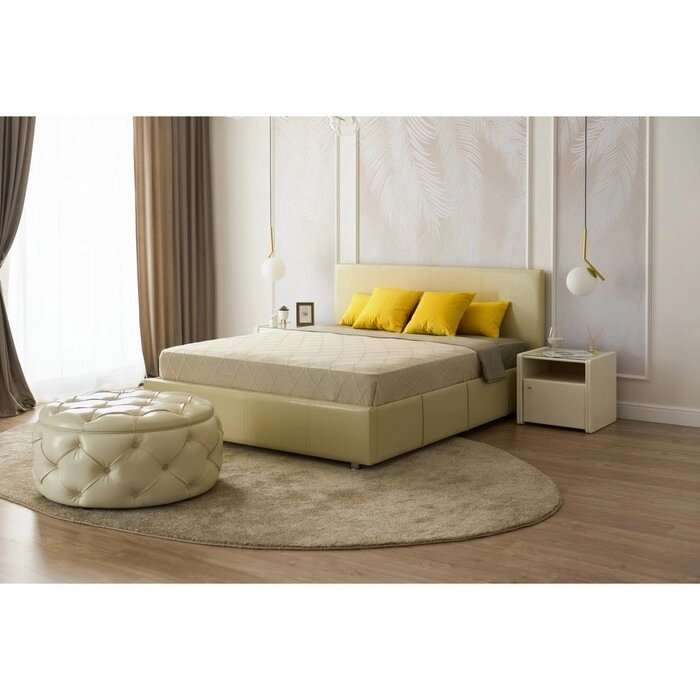 Кровать "Атриум" без ПМ, 140х200 см, встроенное основание, цвет бежевый от компании Интернет-гипермаркет «MALL24» - фото 1