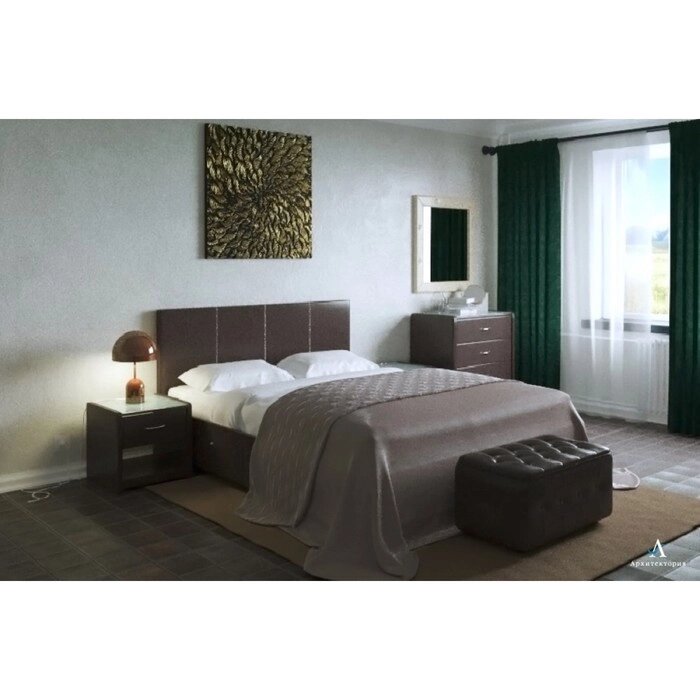 Кровать "Атриум" без ПМ, 140х200 см, встроенное основание, цвет коричневый от компании Интернет-гипермаркет «MALL24» - фото 1
