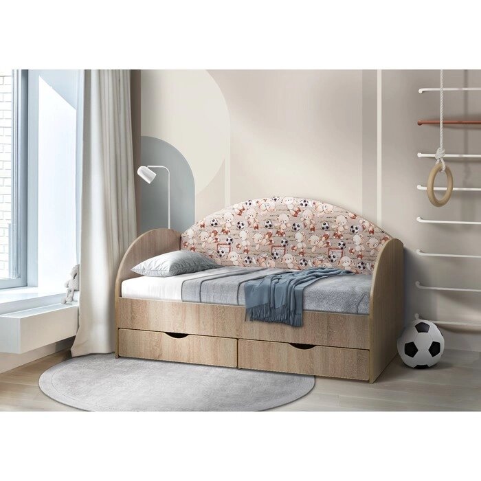 Кровать без бортика "Софа 11", 800  1600 мм, цвет корпуса дуб сонома / велюр Мишки от компании Интернет-гипермаркет «MALL24» - фото 1