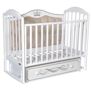 Кровать детская Bellini Silvia Elegance Premium мягкая спинка, маятник, цвет белый