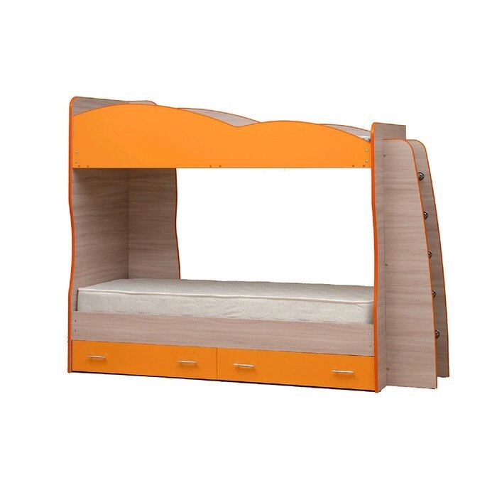 Кровать детская двухъярусная "Юниор 1.1", 800  2000 мм, цвет ясень шимо светлый/оранжевый от компании Интернет-гипермаркет «MALL24» - фото 1