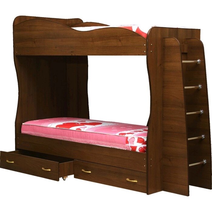 Кровать детская двухъярусная "Юниор 1", 800  2000 мм, лдсп, цвет итальянский орех от компании Интернет-гипермаркет «MALL24» - фото 1