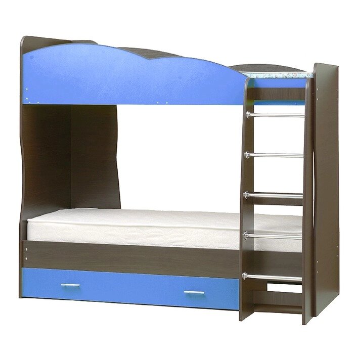 Кровать детская двухъярусная "Юниор 2.1", 800  2000 мм, лдсп, цвет венге / синий от компании Интернет-гипермаркет «MALL24» - фото 1